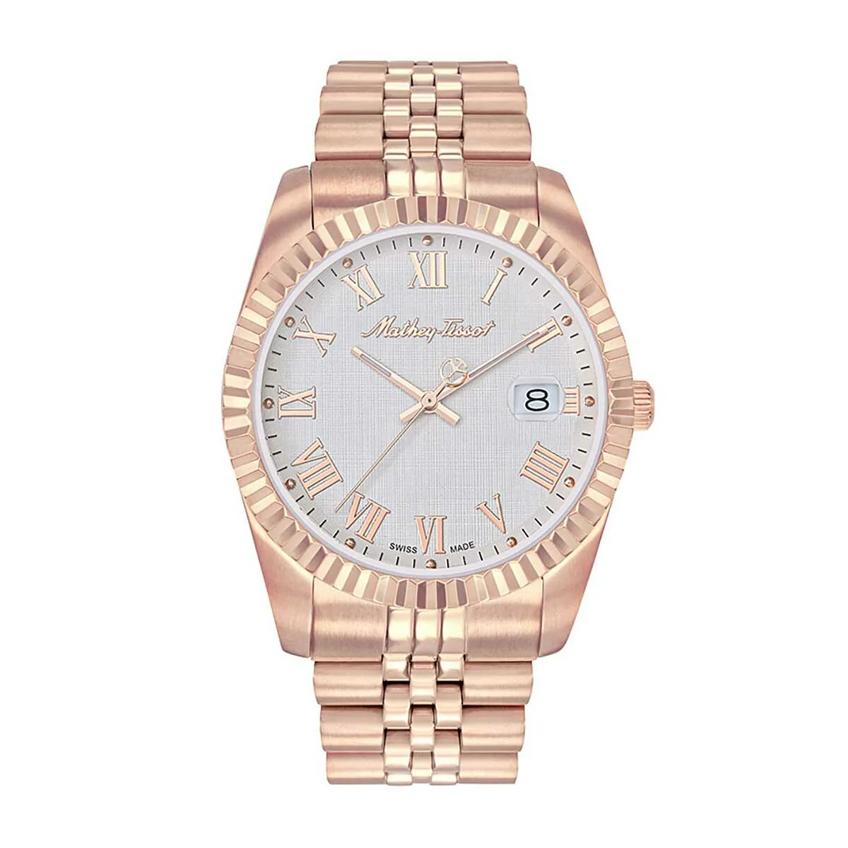Mathey-Tissot Men's Quartz Watch H810PRA White Dial Rose Gold Steel 40mm