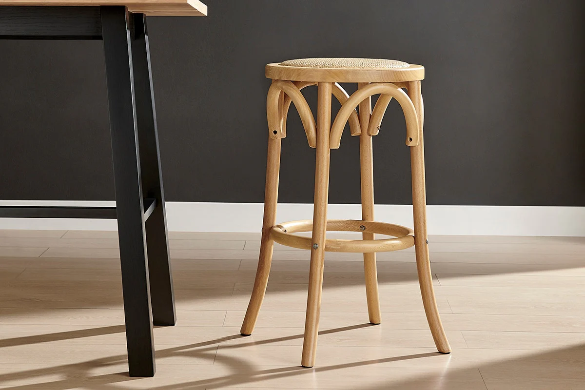 Matt Blatt Bentwood Bar Stool - Natural Beech with Rattan Seat - Image 3