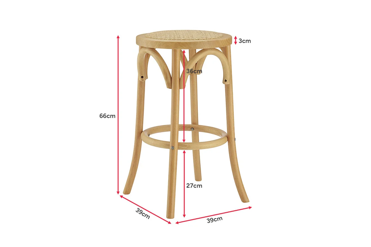 Matt Blatt Bentwood Bar Stool - Natural Beech with Rattan Seat - Image 9