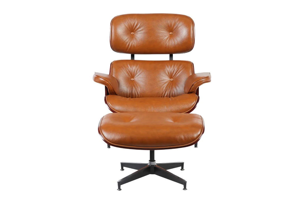 Matt Blatt Eames Premium Replica Lounge Chair & Ottoman Tan Rosewood - Image 9