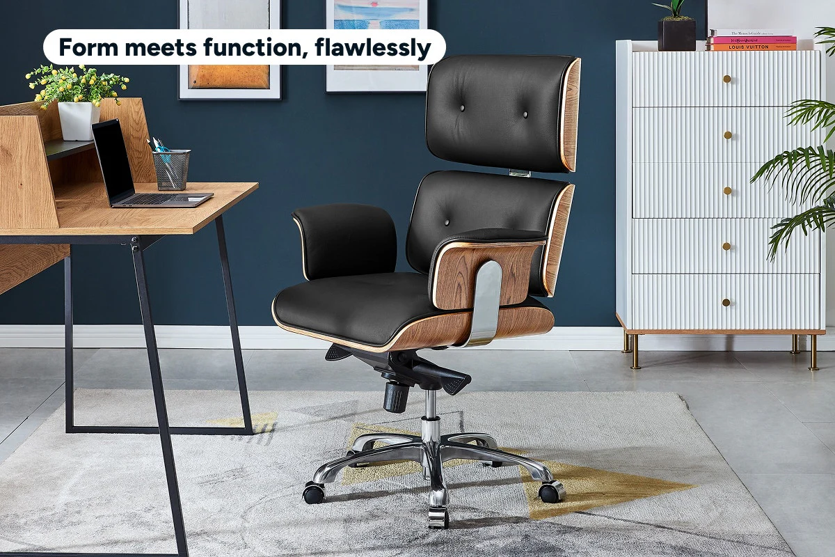 Matt Blatt Eames Replica Executive Leather Office Chair - Image 3