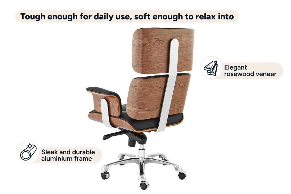Matt Blatt Eames Replica Executive Leather Office Chair - Image 8