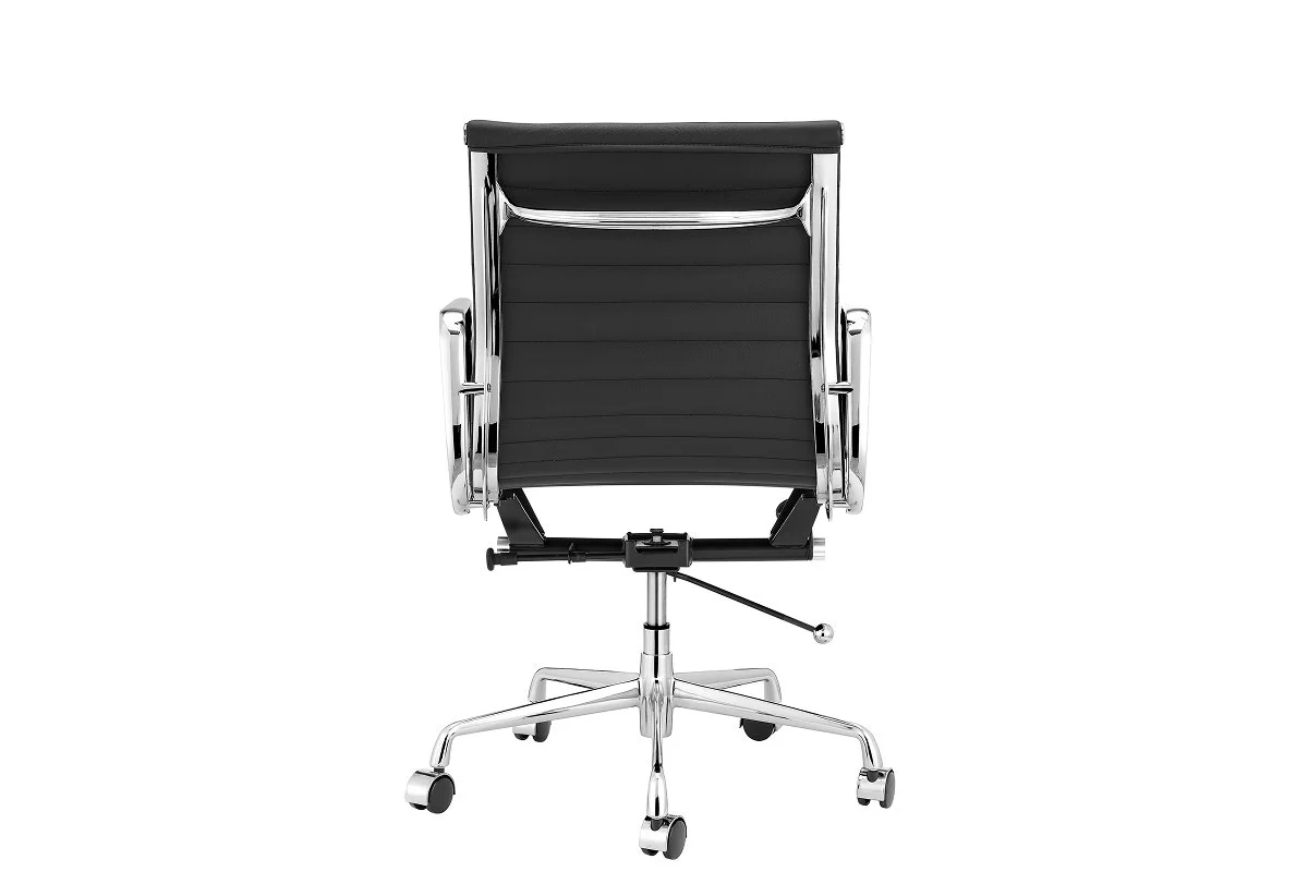 Matt Blatt Eames Replica Low Back Leather Office Chair Black Chrome - Image 10