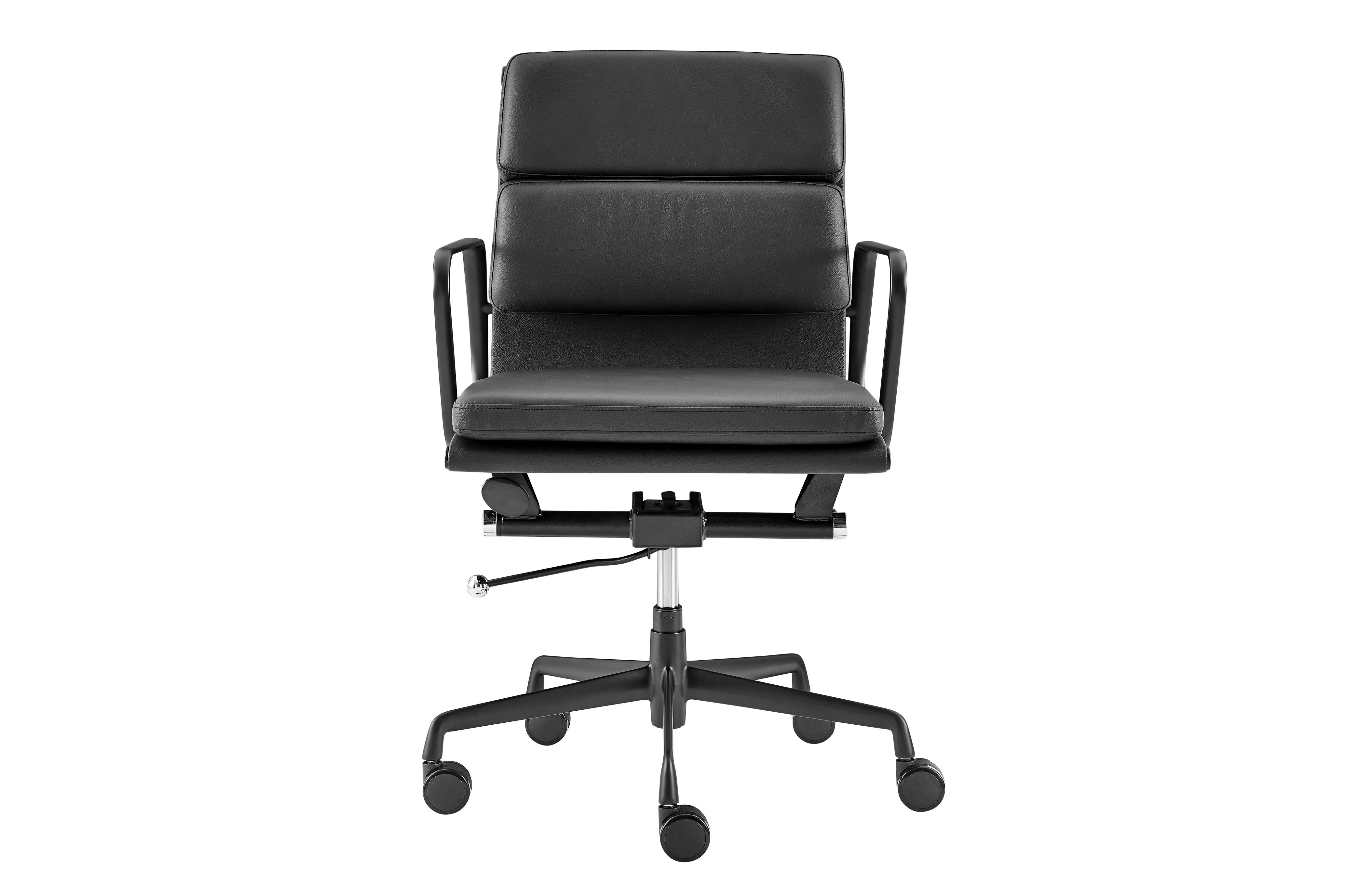Matt Blatt Eames Replica Low Back Soft Pad Leather Chair Black Black - Image 2