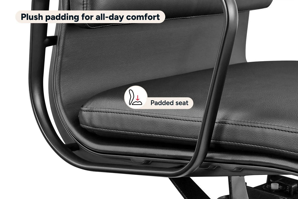 Matt Blatt Eames Replica Low Back Soft Pad Leather Chair Black Black - Image 5