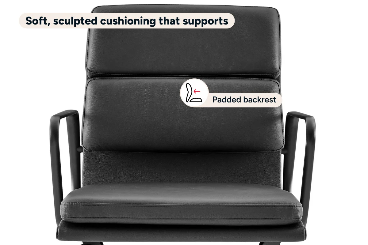 Matt Blatt Eames Replica Low Back Soft Pad Leather Chair Black Black - Image 6