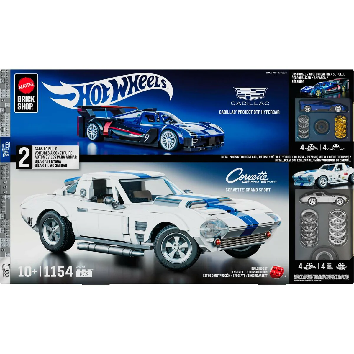 Mattel Brick Shop Hot Wheels Buildable Cars 1:32 Cadillac & 1:16 Corvette - Image 6