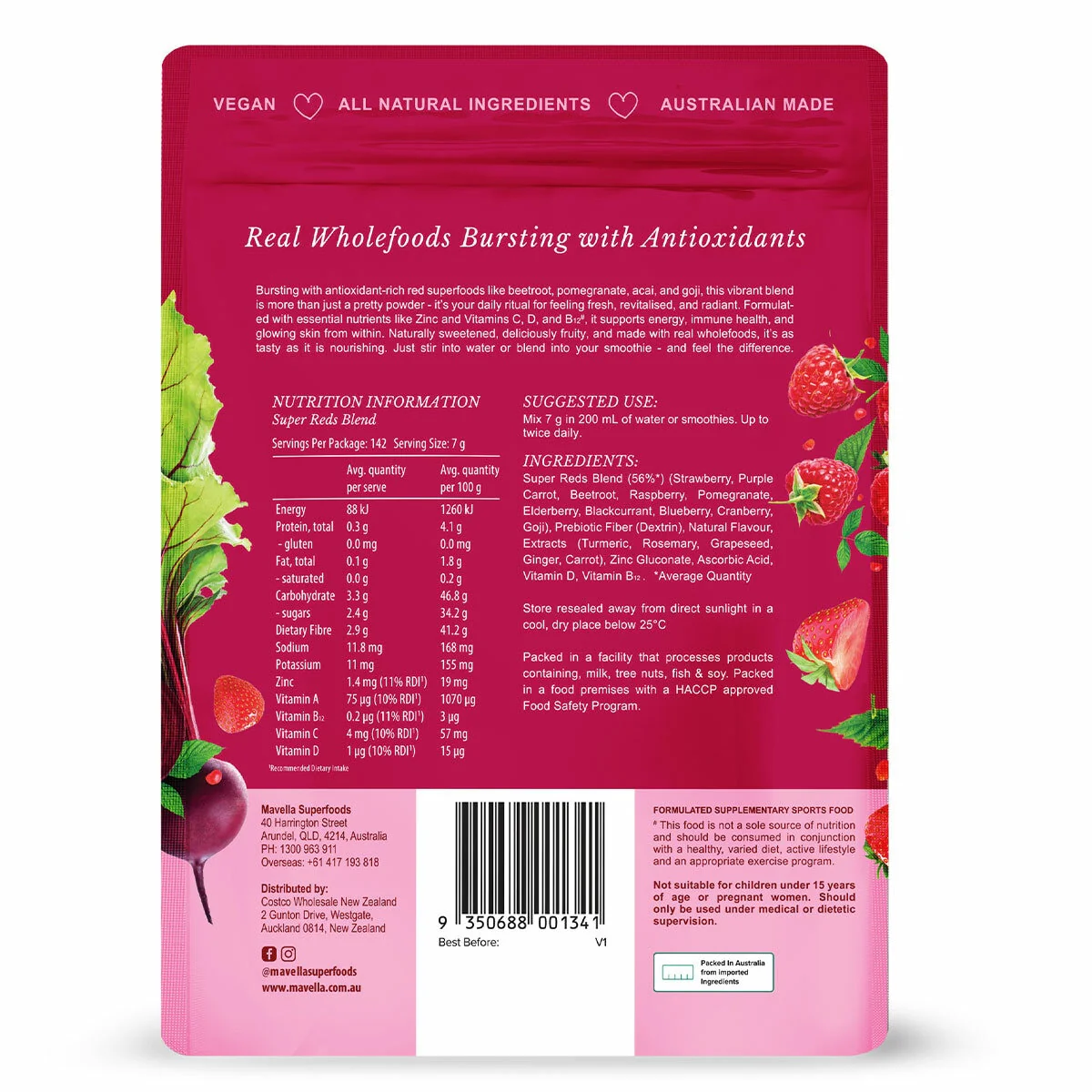 Mavella Super Reds Powder Vibrant Antioxidant Blend Capacity 1kg - Image 2