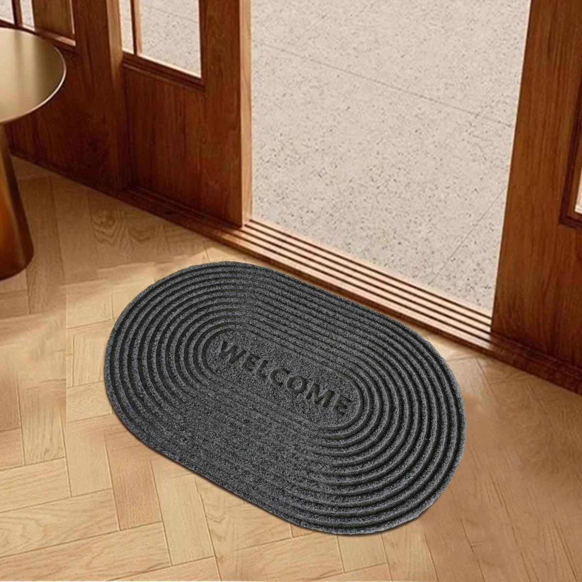 Maxfind Charcoal Oval Scraper Doormat 40x60cm - Eco-Friendly, Durable - Image 2