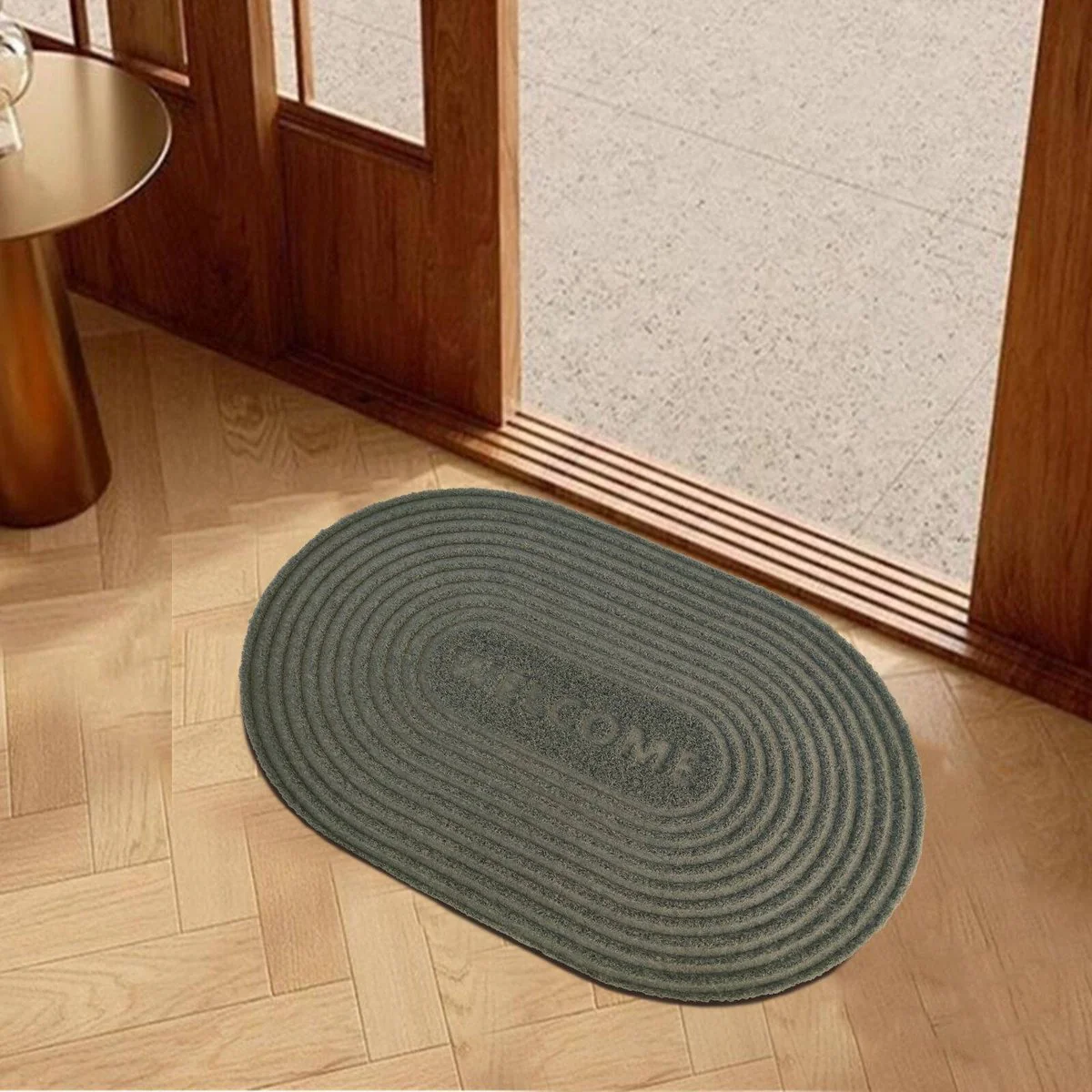 Maxfind Green Oval Scraper Doormat 40 x 60cm - Eco-Friendly Dirt Trapping - Image 2