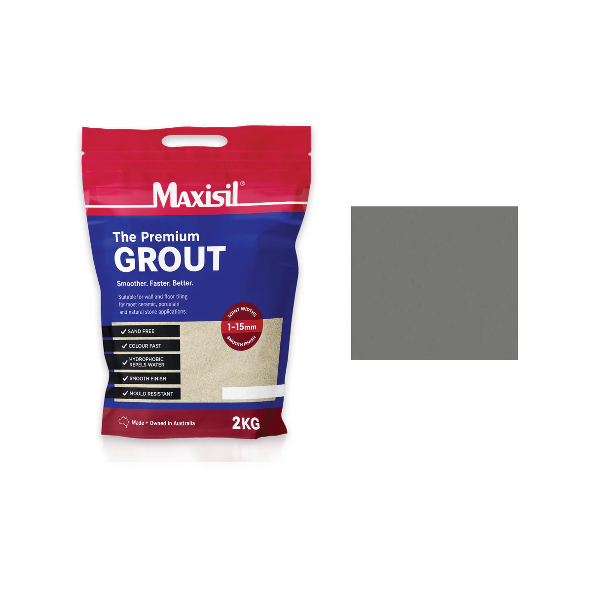 Maxisil Grey Grout - 2kg - Cement-Based - Hydrophobic - Mould Resistant