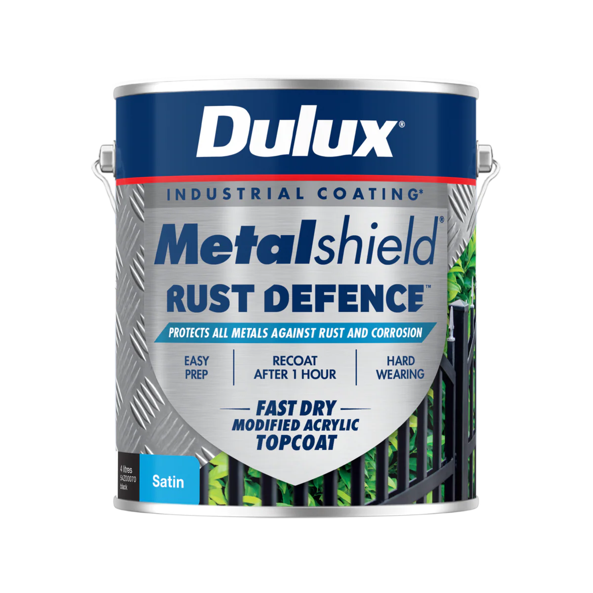 Metalshield Rust Defence - 4L Black Satin Topcoat - Fast-Drying Protection
