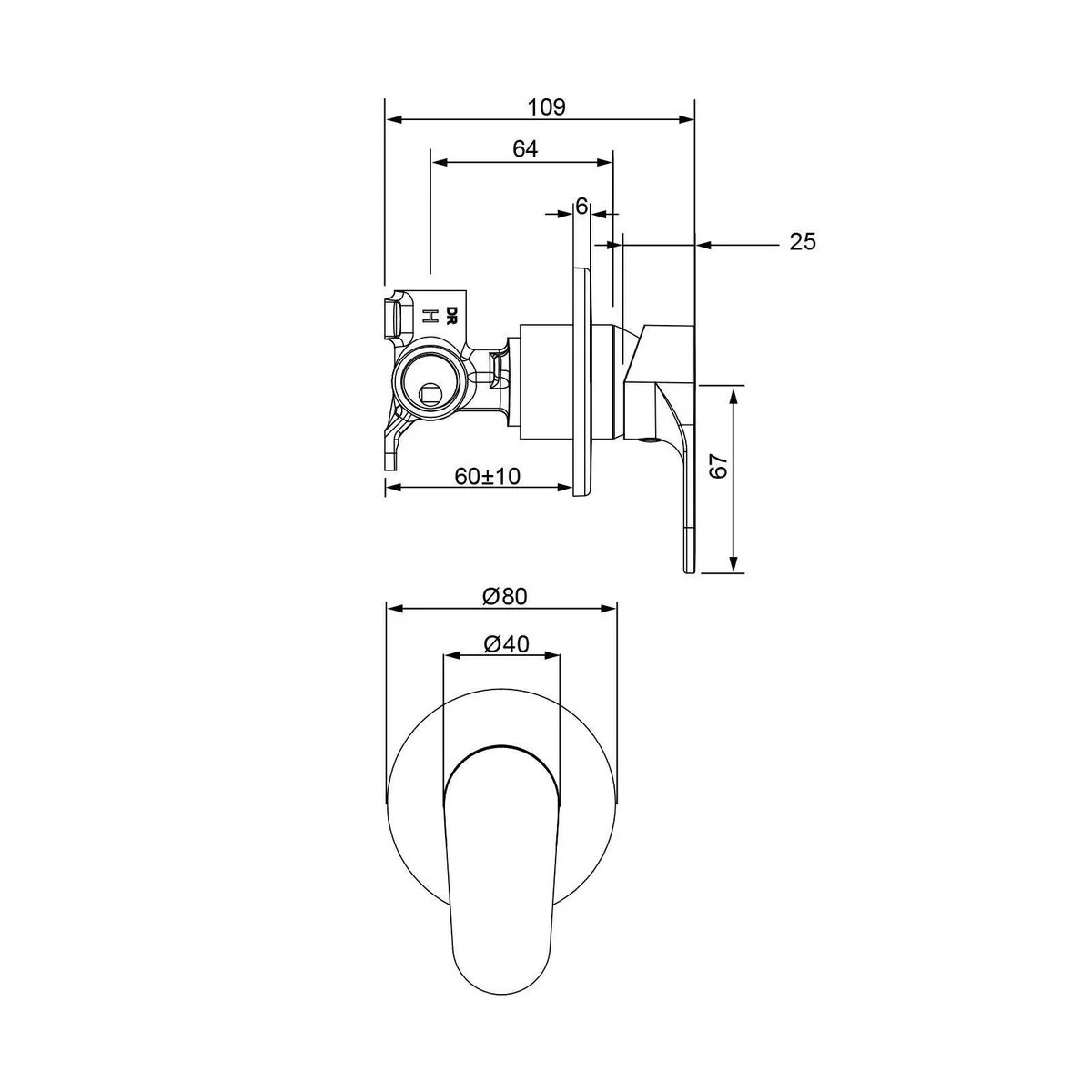 Methven Matte Black Krome Shower Mixer - 25mm Cartridge - 70mm Wall Cavity - Image 2