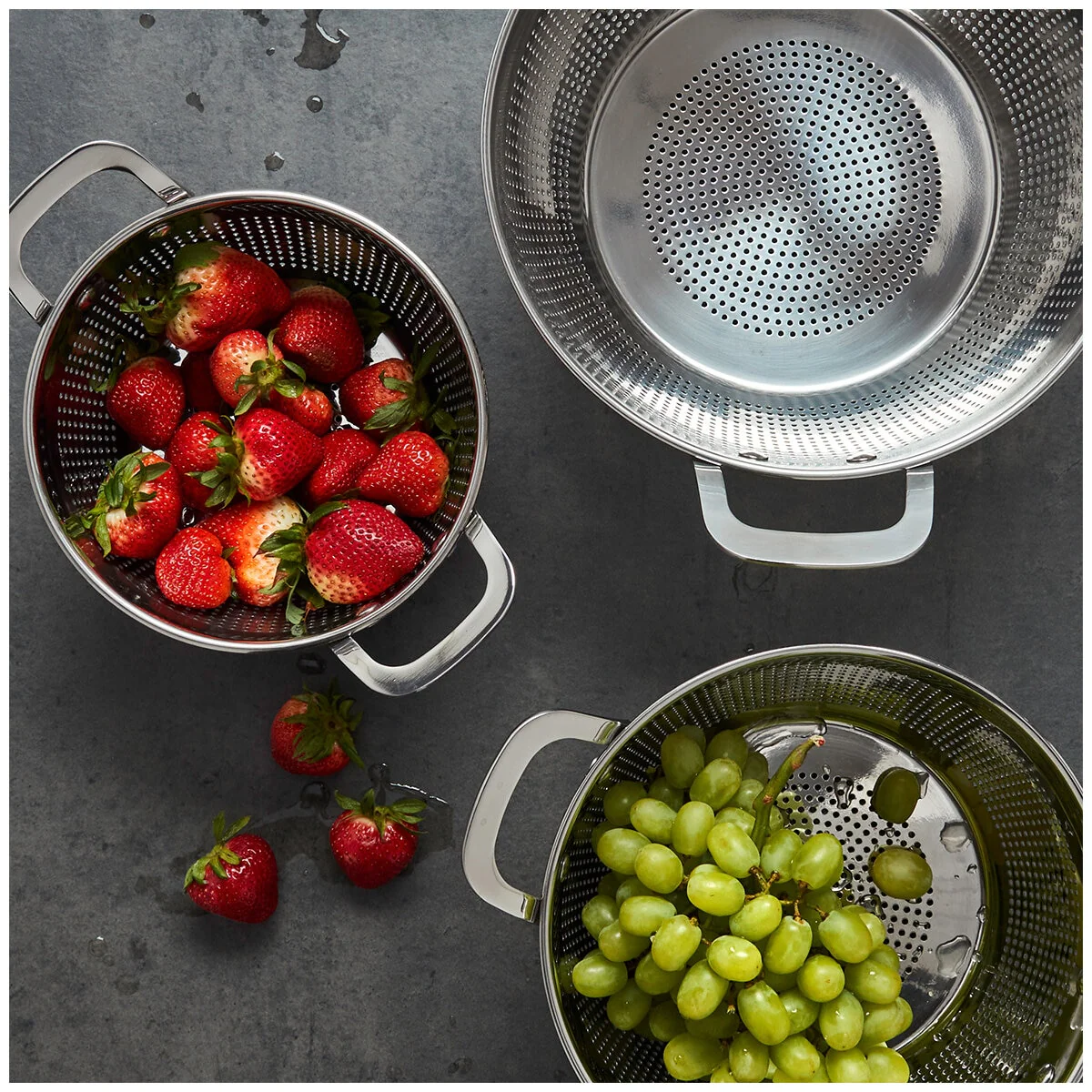 MIU Colander 3 Piece Set Stainless Steel Capacity 1.4L 2.8L 4.7L - Image 5