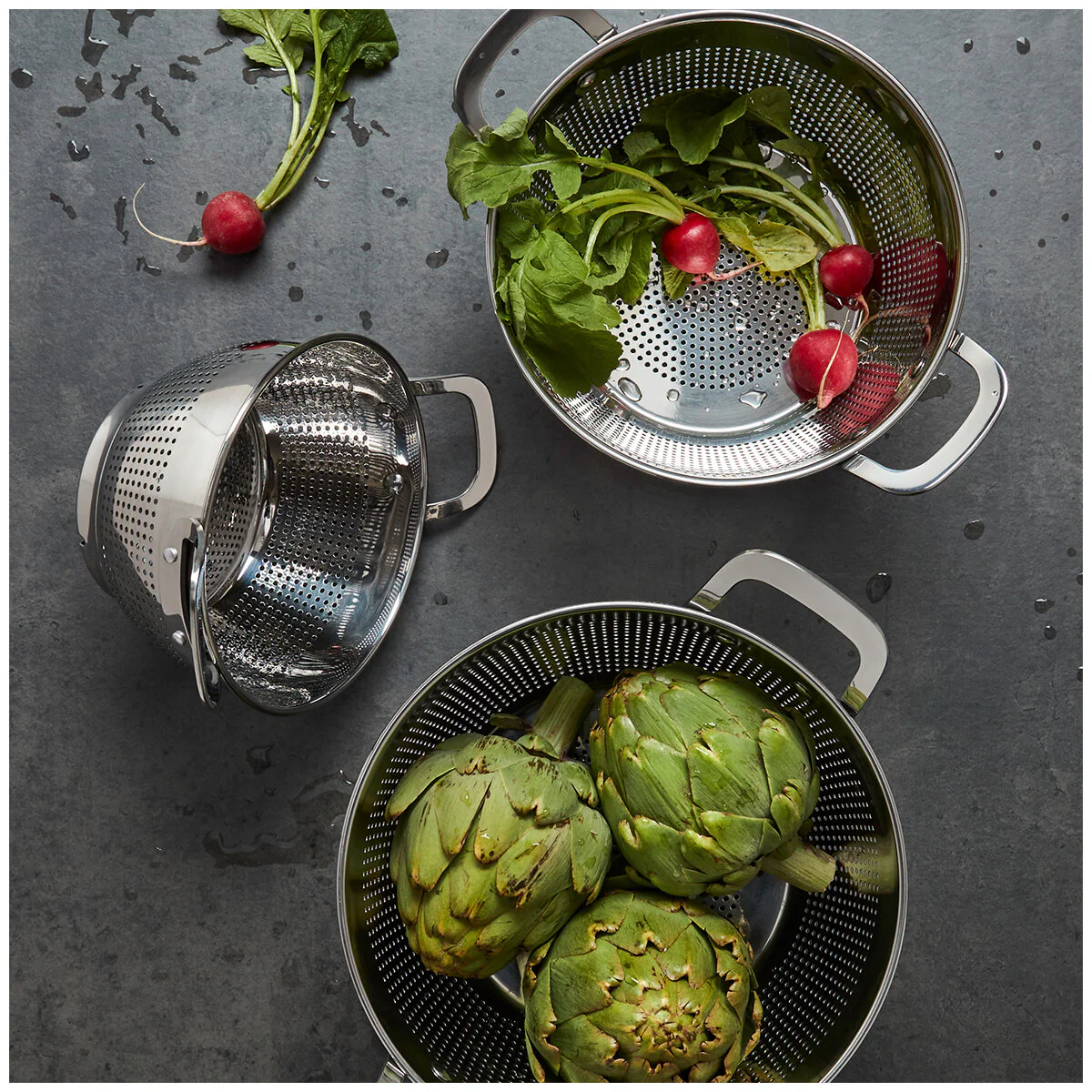 MIU Colander 3 Piece Set Stainless Steel Capacity 1.4L 2.8L 4.7L - Image 6