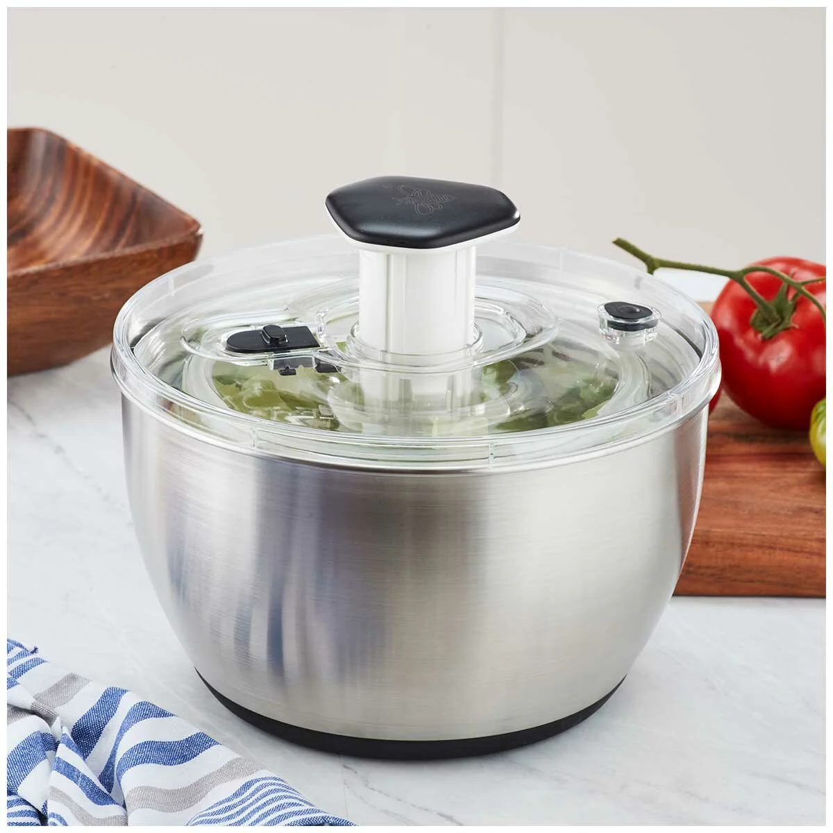 MIU Stainless Steel Salad Spinner Capacity 6L DG988-0.7 White/Black - Image 4