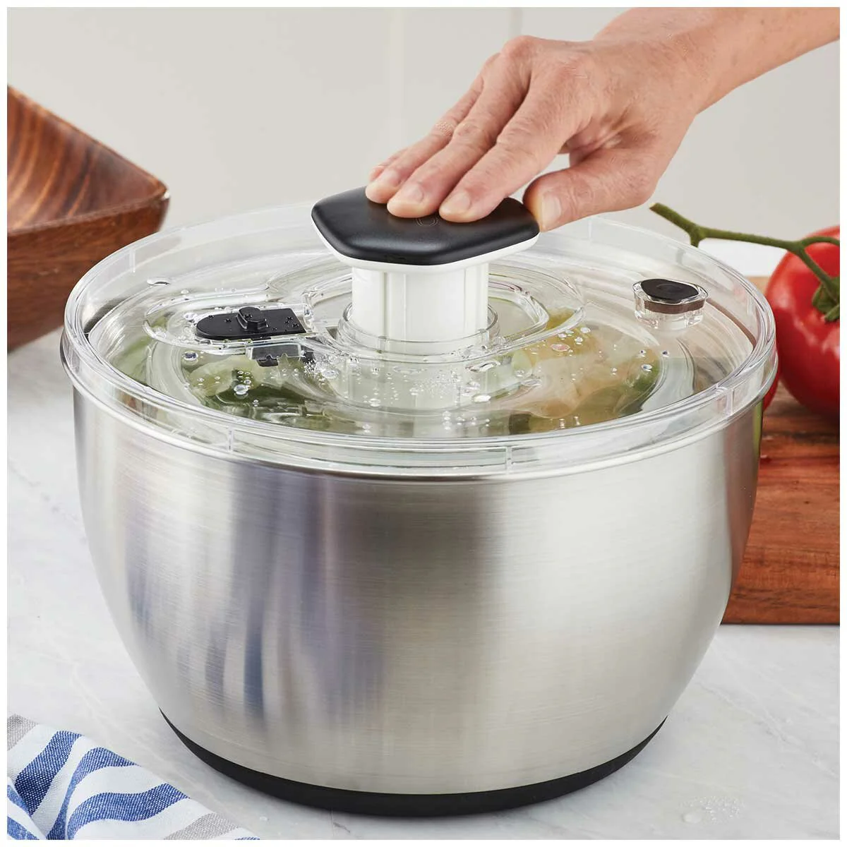 MIU Stainless Steel Salad Spinner Capacity 6L DG988-0.7 White/Black - Image 5