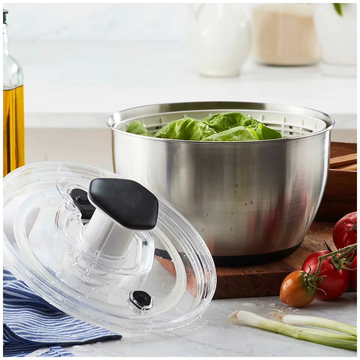 MIU Stainless Steel Salad Spinner Capacity 6L DG988-0.7 White/Black - Image 6