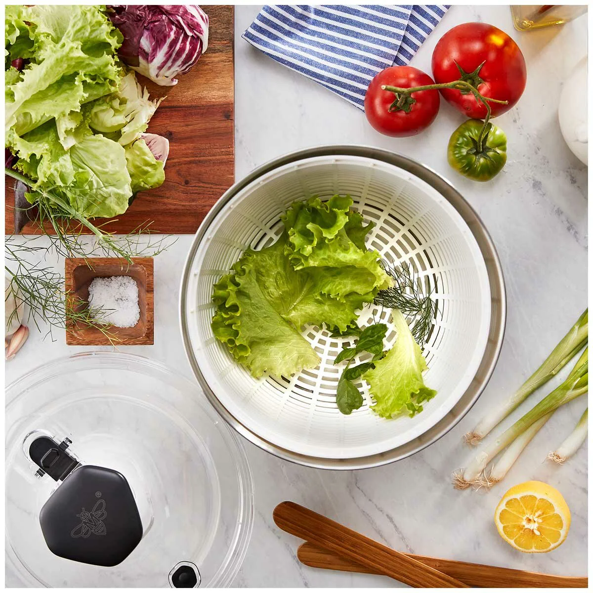 MIU Stainless Steel Salad Spinner Capacity 6L DG988-0.7 White/Black - Image 7