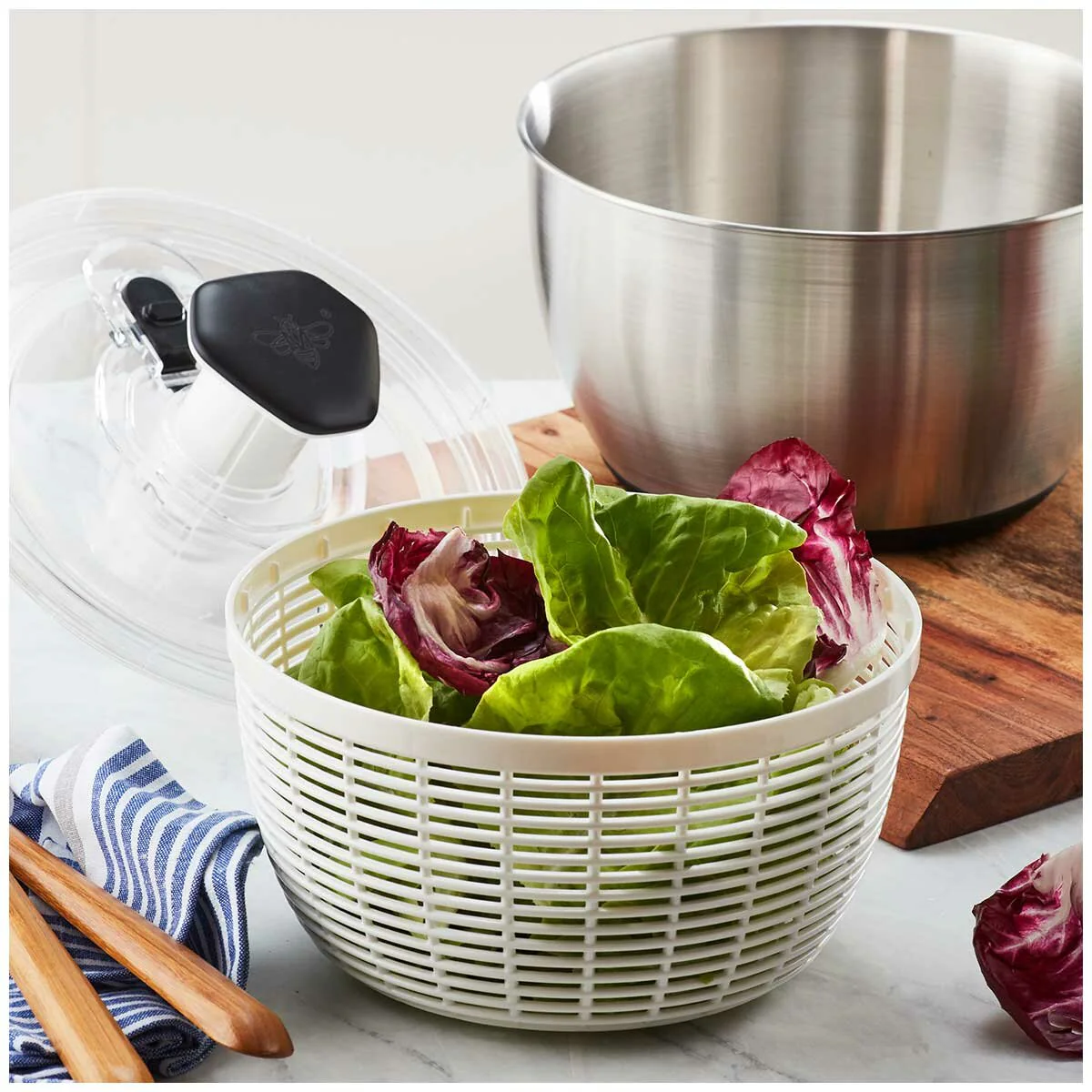 MIU Stainless Steel Salad Spinner Capacity 6L DG988-0.7 White/Black - Image 8