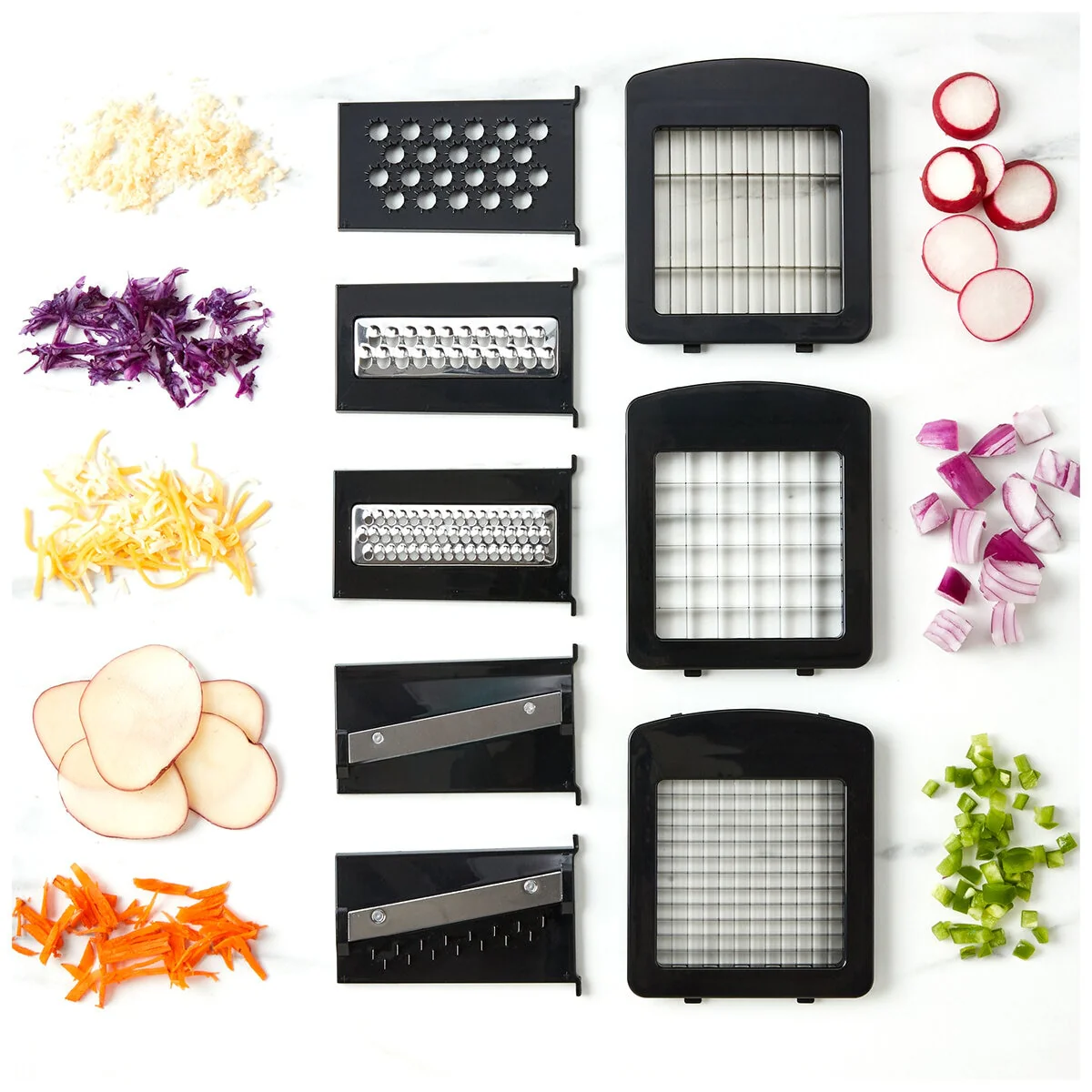MIU Vegetable Chopper And Slicer 11-Piece Set 1968698 White Black - Image 3