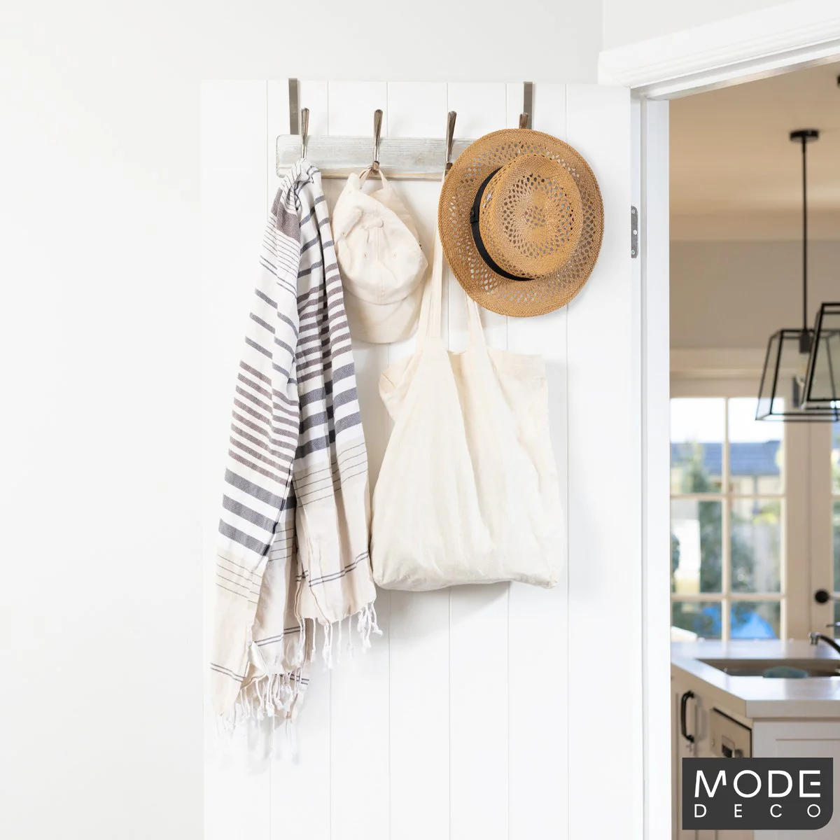 Mode 4 Hook Over Door Hanger - 450mm - Brushed Nickel & White Wash - Functional Design - Image 2