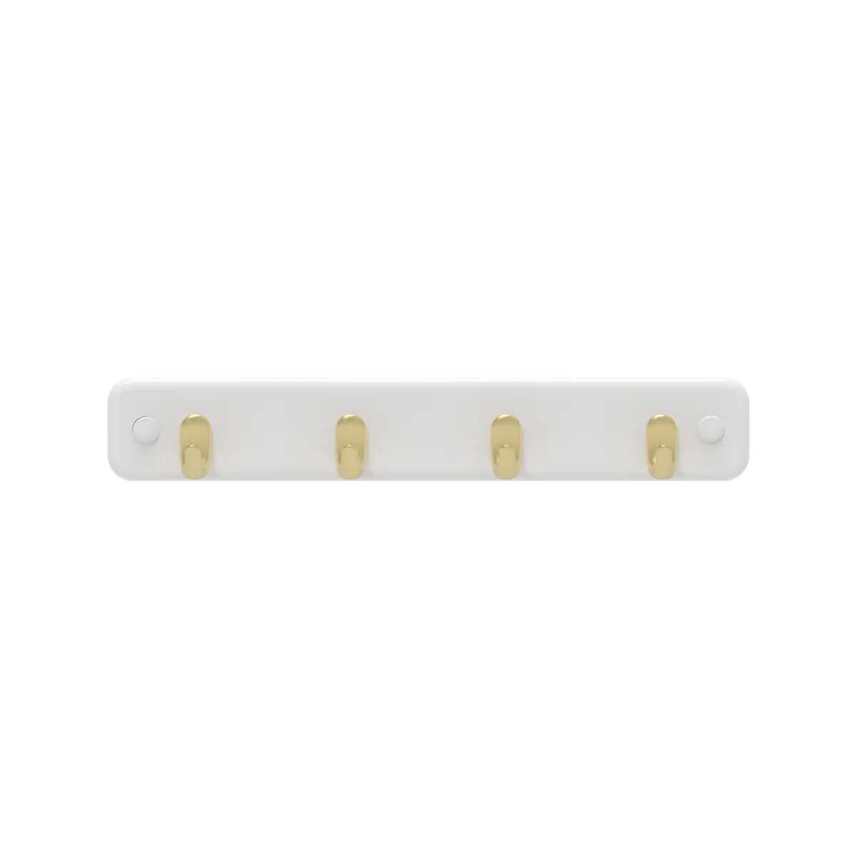 Mode 4 Key Rack - 7 Hooks - Brushed Brass on White Board - 245mm x 40mm x 32mm