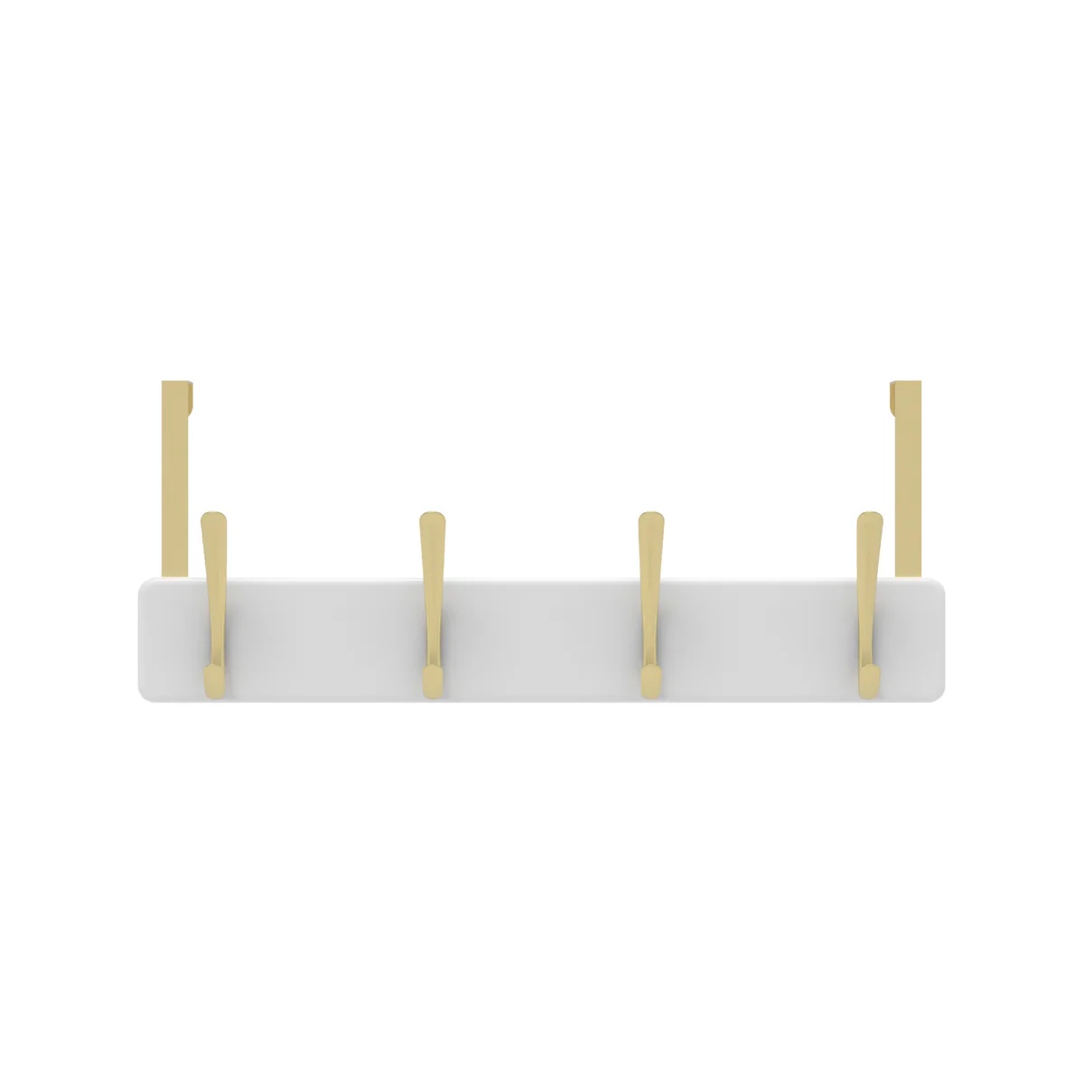 Mode 4 Over Door Hanger - 4 Brushed Brass Hooks - 450mm x 70mm - White Board