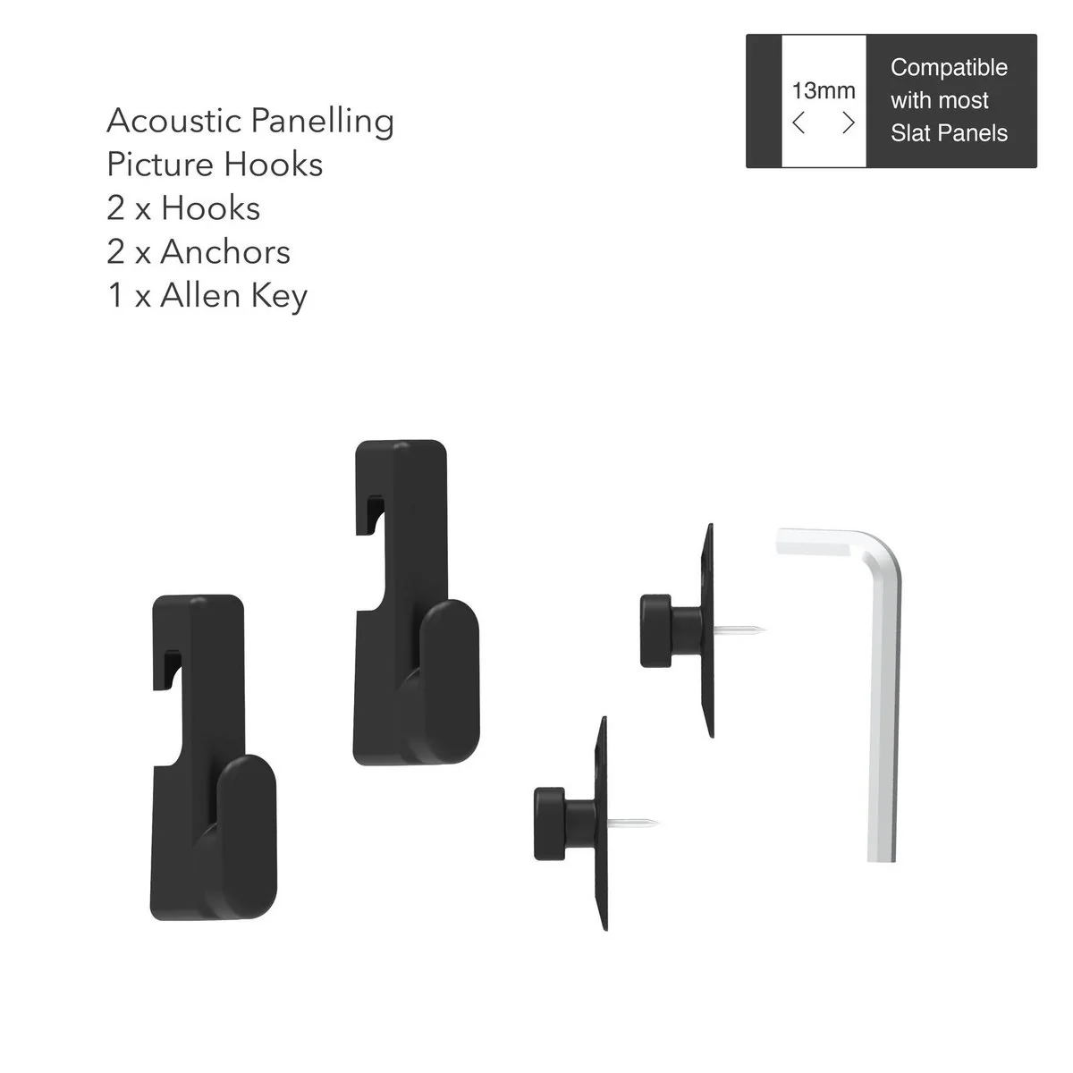 Mode Acoustic Panelling Picture Hooks 2 Pack - 110cm x 110cm - Black - Easy Installation - Image 5