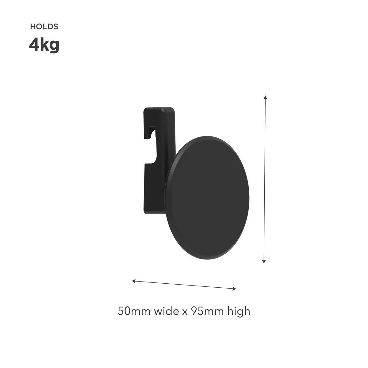 Mode Acoustic Panelling Robe Hooks 2 Pack - 75mm x 93mm - Black - Easy Installation - Image 3