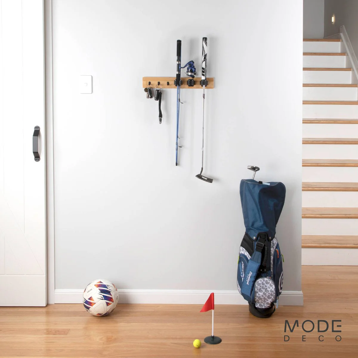 Mode Bamboo Hook Rack - 3 Hooks & 3 Grips - 450mm x 70mm - Black - Image 2