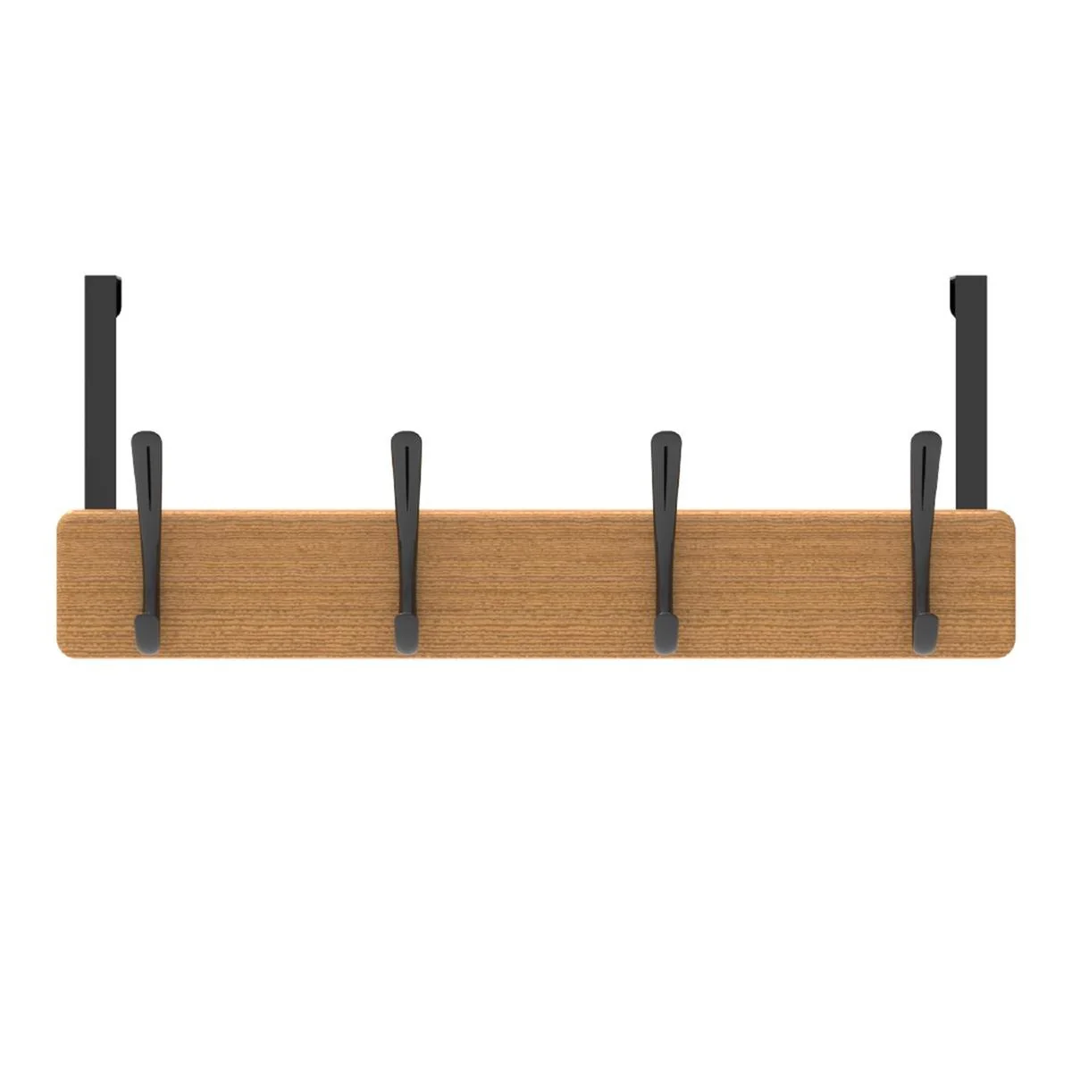 Mode 4 Bamboo Over Door Hanger - 5 Black Hooks - 450mm x 70mm x 45mm