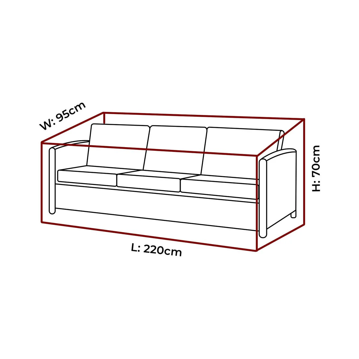 Mojo 3 Seat Lounge Cover - Weathertex - 2200mm x 700mm x 950mm - UV & Water Resistant - Image 3