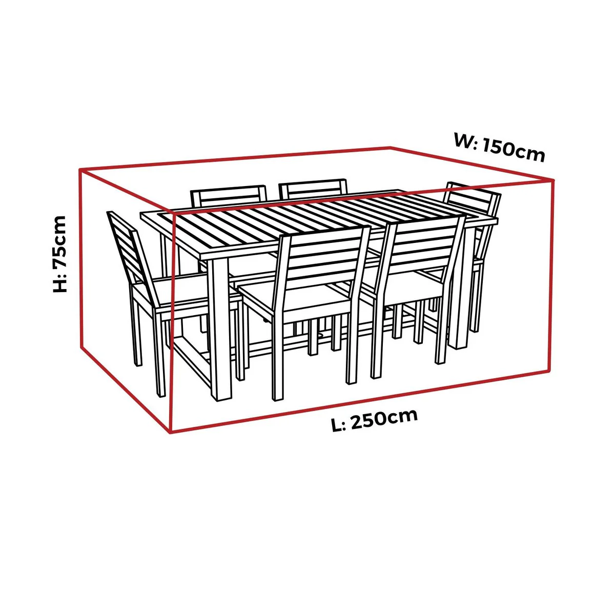 Mojo Medium Outdoor Rectangle Table and Chairs Cover - 2500mm x 750mm x 1500mm - UV Resistant, Water Repellent - Image 3