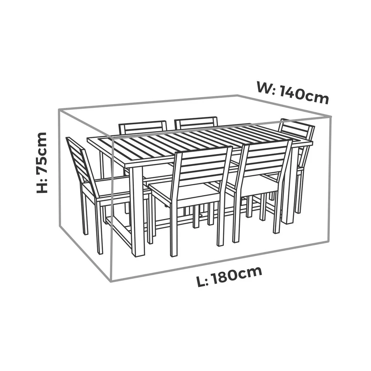 Mojo Small Premium Rectangle Table and Chairs Cover - 1800mm x 750mm x 1400mm - UV Resistant, Water Repellent - Image 3