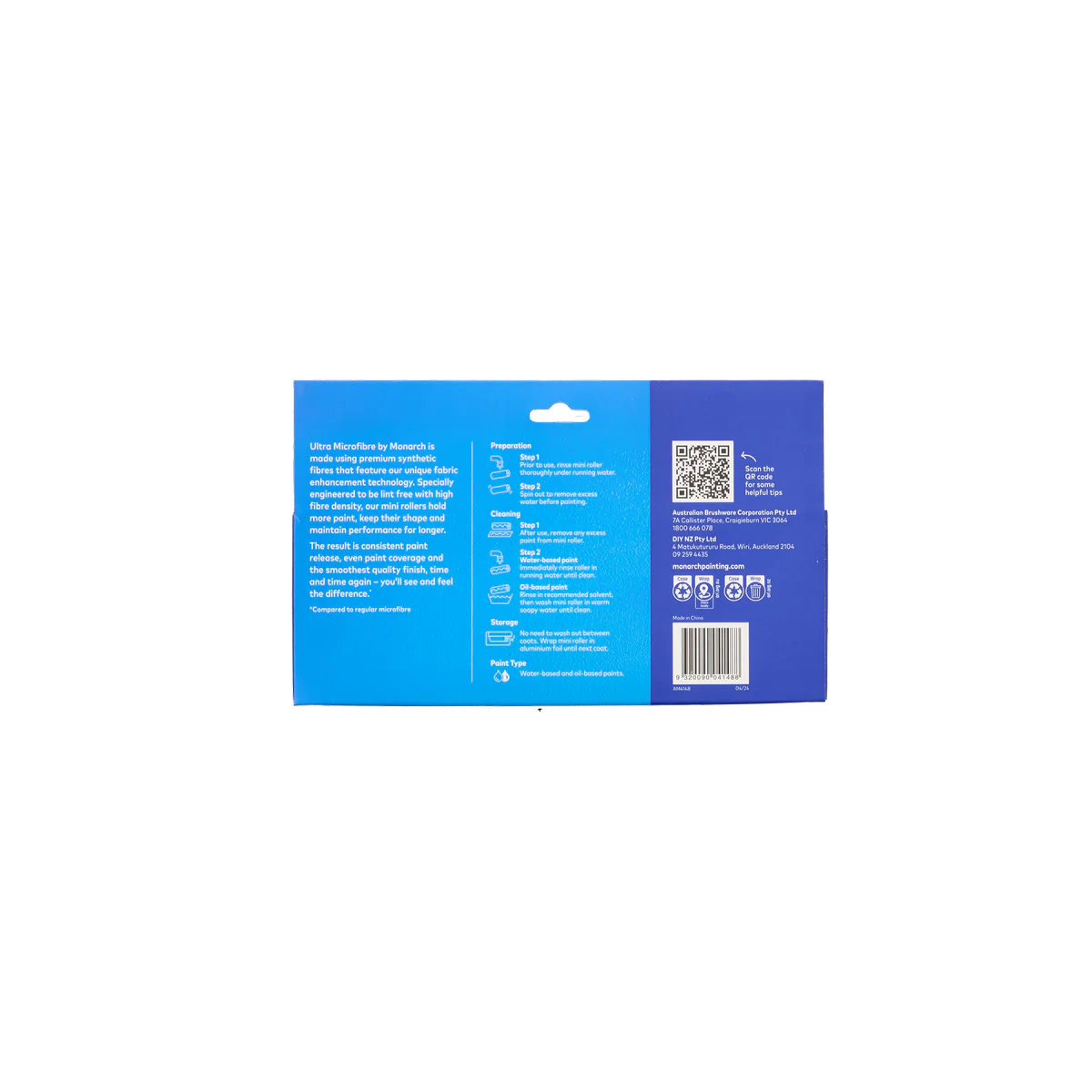 Monarch 100 Mini Rollers - 10mm Nap - 5 Pack - Ultra-Smooth Finish - Blue - Image 2
