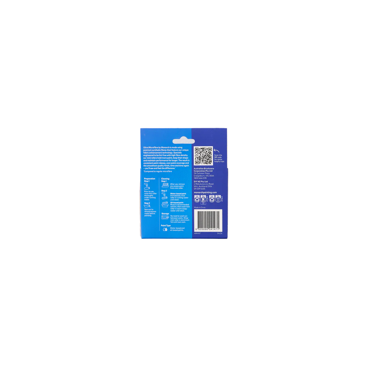 Monarch 100 Mini Rollers 2 Pack - 10mm Nap - Ultra Microfibre - Blue - Image 2