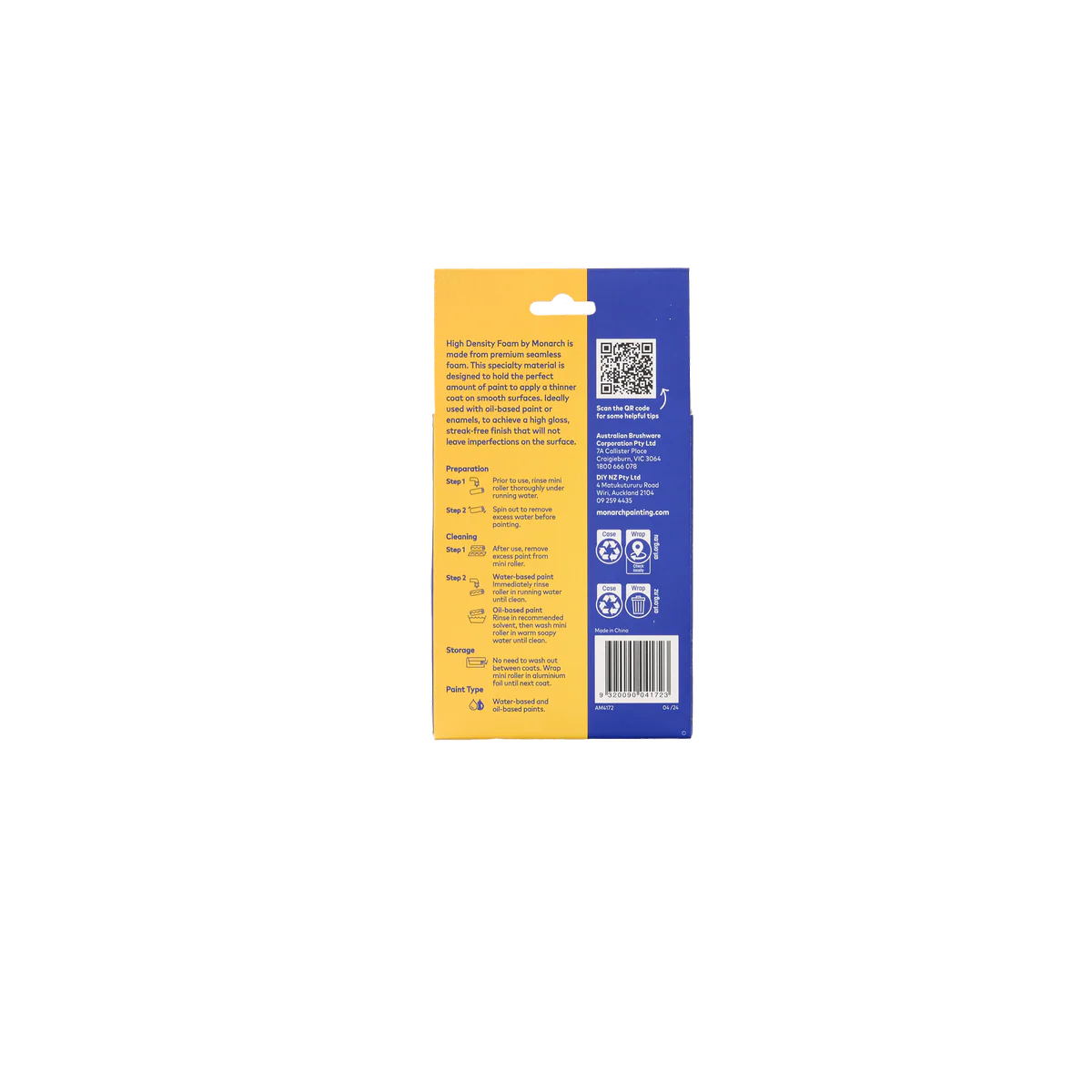 Monarch 160 Mini Rollers 2 Pack - 9mm Nap - High Gloss Finish - Yellow - Image 2