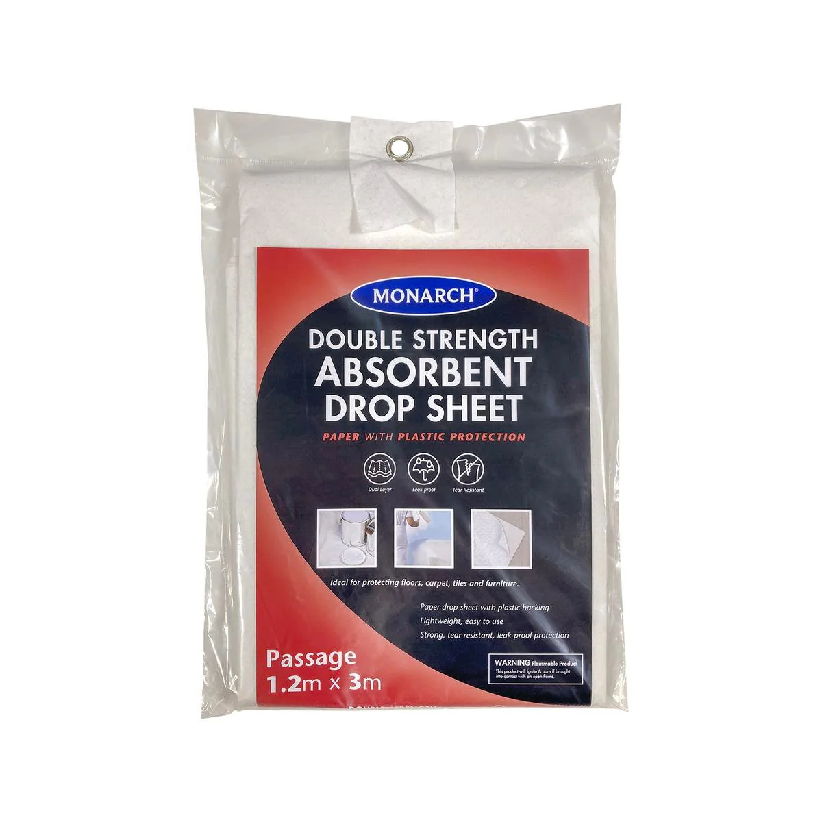 Monarch Drop Sheet - 1.2m x 3m - Paper and Plastic - Double Strength