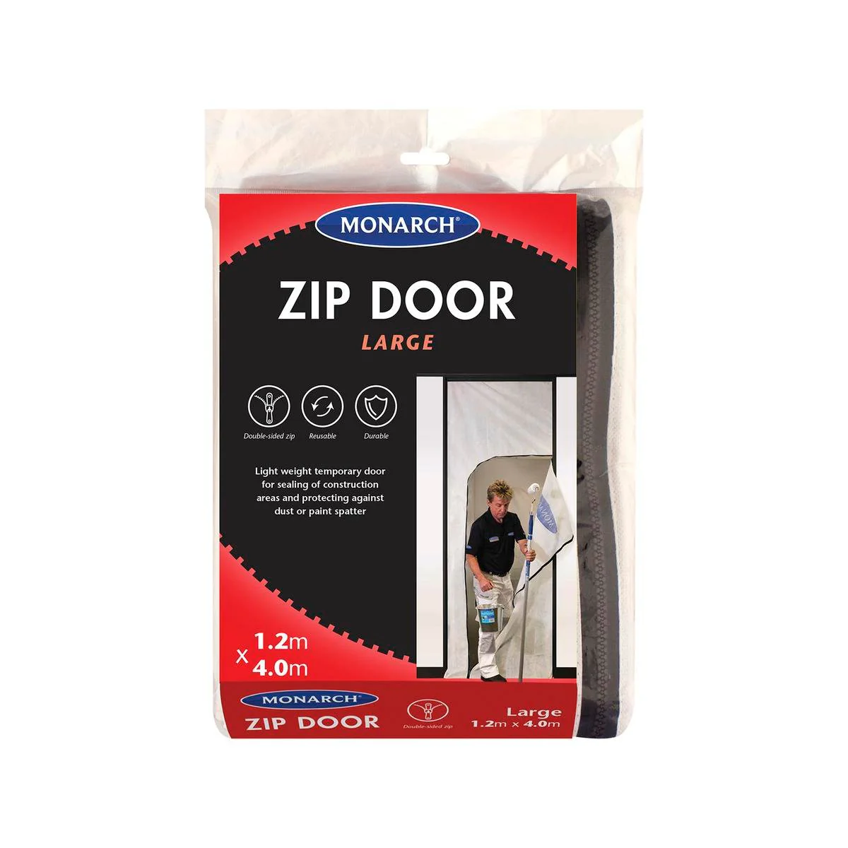 Monarch Zip Door - 4m x 1.2m - Woven Plastic - Temporary Entry