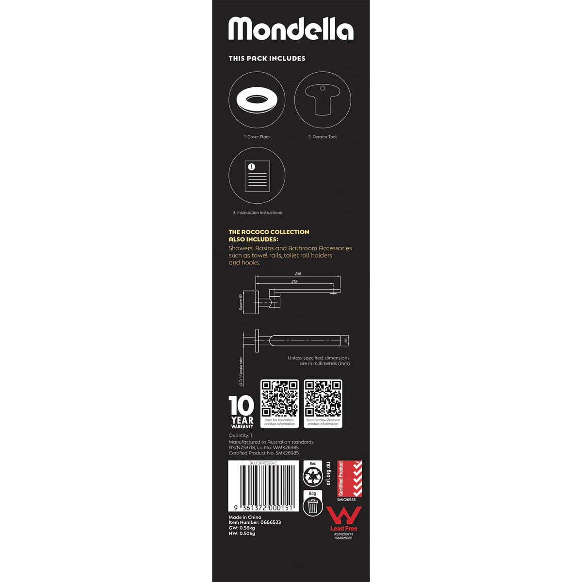Mondella Chrome Rococo Swivel Bath Spout - 265mm x 65mm x 200mm - Lead-Free Stainless Steel - Image 5