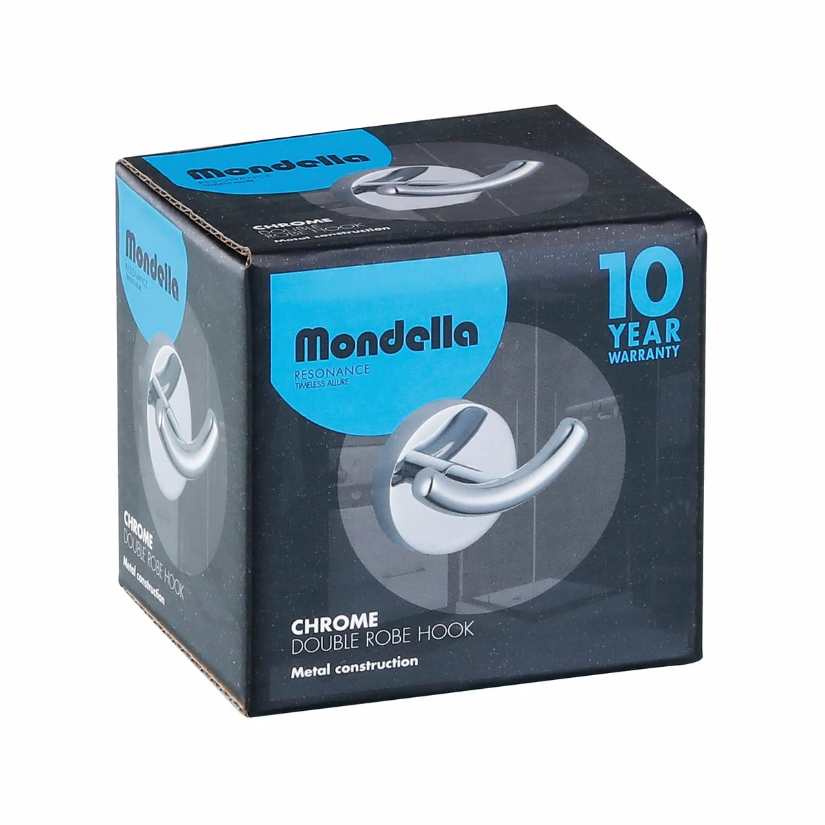 Mondella Chrome Double Robe Hook - 70mm x 42mm x 48mm - Metal - Image 2