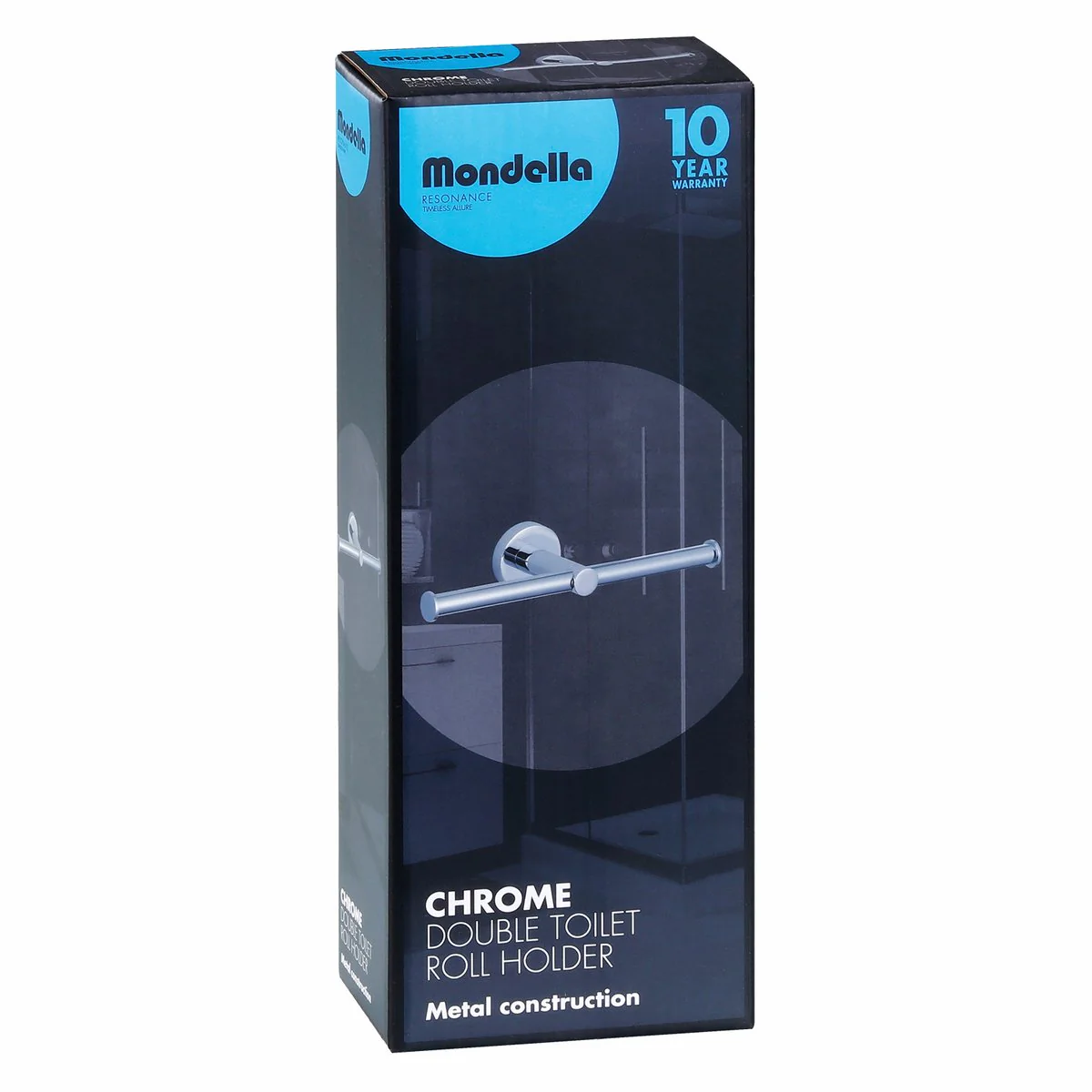 Mondella Chrome Resonance Double Toilet Roll Holder - 245mm x 54mm x 80mm - Chrome - Image 2