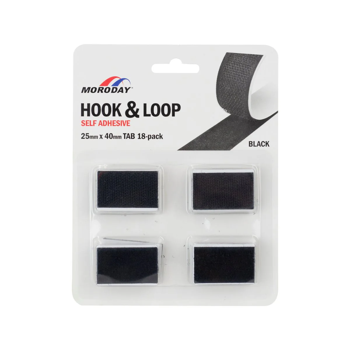 Moroday Black Self Adhesive Hook and Loop Tab - 25x40mm - 18 Pack - Durable - Image 2