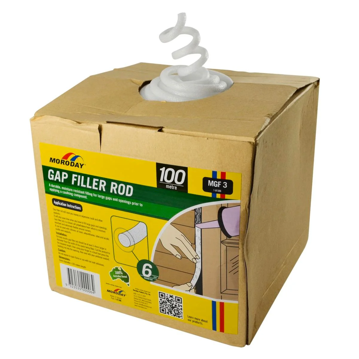 Moroday Gap Filler Rod - 6mm x 100m - Closed Cell Polyethylene - Flexible