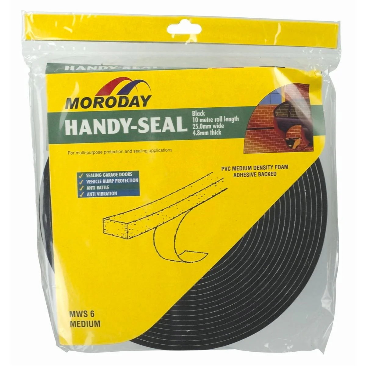 Moroday Medium Handy Weatherseal 4.8mm x 25mm x 10m Closed Cell Foam