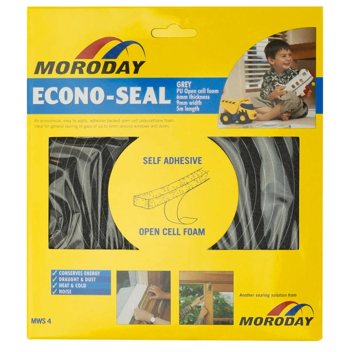 Moroday MWS4 Econo Weather Seal - 9mm Open Cell Foam - Easy Installation