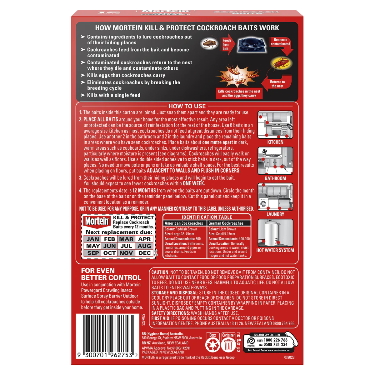 Mortein Kill and Protect Cockroach Baits 12 Pack - 145mm x 218mm - Black - Long-lasting Pest Control - Image 2