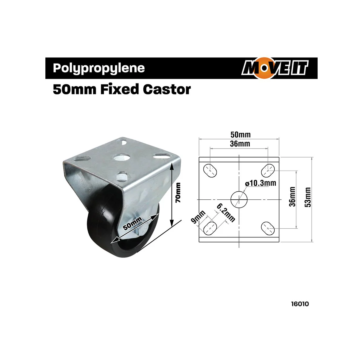 Move It Fixed Castor - 70mm - Steel - Light Duty - Image 4