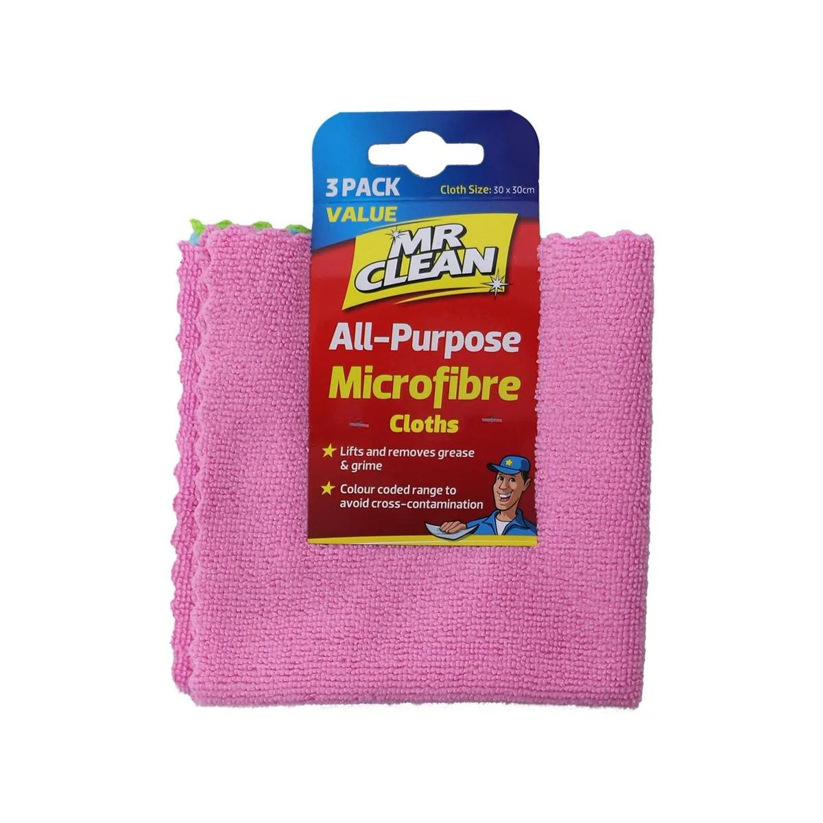 Mr Clean All Purpose Microfibre Cloths 3 Pack - 155mm x 200mm - Effective Cleaning